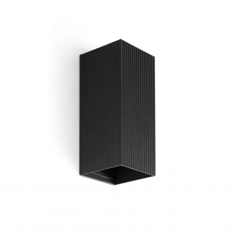 Aplice, corpuri de iluminat pentru pereti - Aplica perete aluminiu striat negru, 2xGU10, LUNE square