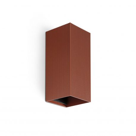Aplice, corpuri de iluminat pentru pereti - Aplica perete aluminiu striat terracotta, 2xGU10, LUNE square