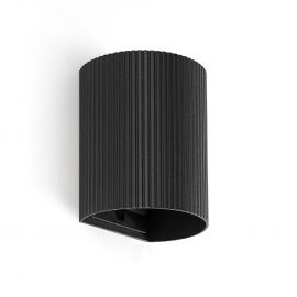 Aplica perete aluminiu striat negru, 1xGU10, SOLE round