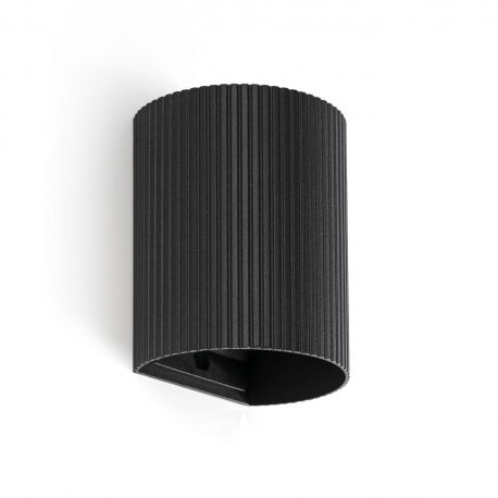 Aplice, corpuri de iluminat pentru pereti - Aplica perete aluminiu striat negru, 1xGU10, SOLE round