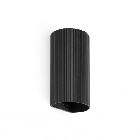 Aplice, corpuri de iluminat pentru pereti - Aplica perete aluminiu striat negru, 2xGU10, SOLE round