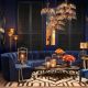 Canapele - Modul canapea design LUX Lando, Catifea albastra