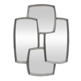 Oglinzi - Oglinda perete design geometric QUADRA 90cm argintiu