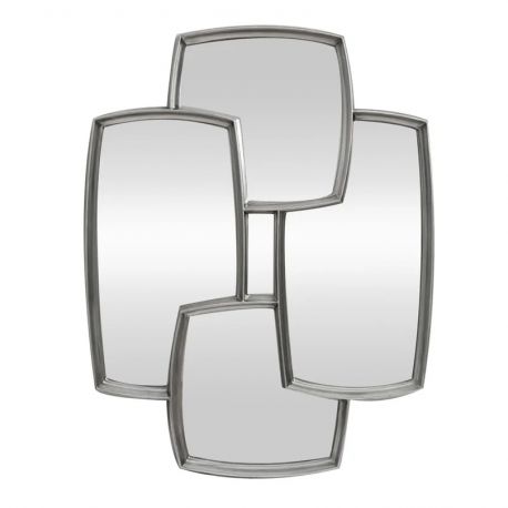 Oglinzi - Oglinda perete design geometric QUADRA 90cm argintiu