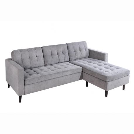 Coltare - Coltar modern, Catifea raiata, Gri, STOCKHOLM 220cm