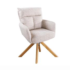 Seturi scaune, HoReCa - Set de 2 scaune pivotante picioare din lemn Big George sampanie greige texturat