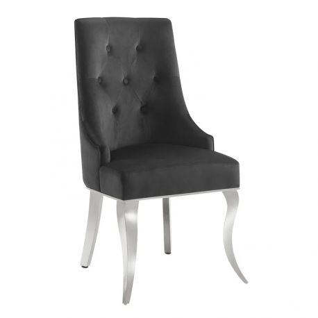 Seturi scaune, HoReCa - Set 2 scaune Modern Barock, argintiu/ catifea neagra