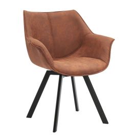 Seturi scaune, HoReCa - Set de 2 scaune pivotante The Dutch Retro, microfibra maro antic