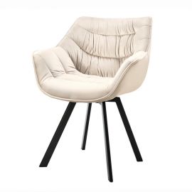 Seturi scaune, HoReCa - Set de 2 scaune pivotante The Dutch Retro, catifea sampanie bej