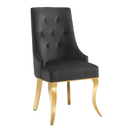 Seturi scaune, HoReCa - Set 2 scaune Modern Barock, auriu/ catifea neagra
