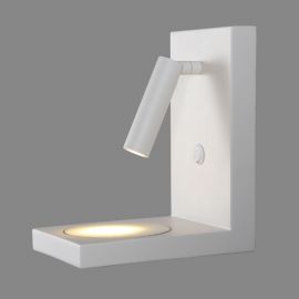 Aplice, corpuri de iluminat pentru pereti - Aplica cu reader LED, incarcator wireless ZANZIBAR alb