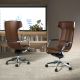 Scaune Birou cu role - Scaun de birou modern piele sintetica Brown
