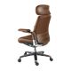 Scaune Birou cu role - Scaun de birou modern piele sintetica si furnir de nuc Brown