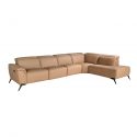 Coltar modular LUX design italian cu sezlong dreapta Piele Naturala, Brown