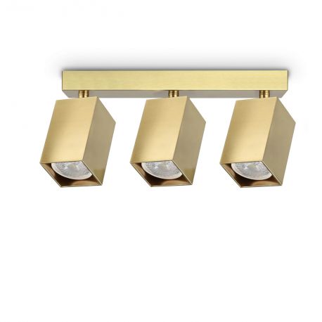 Plafoniere cu spoturi, Spoturi aplicate - Plafoniera DYNAMITE PL3 LINEAR SQUARE OTTONE