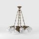 Candelabre, Lustre - Candelabru 8 brate din alama cu abajur din sticla Putti