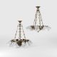 Candelabre, Lustre - Candelabru 8 brate din alama cu abajur din sticla Putti