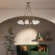 Candelabre, Lustre - Candelabru 8 brate din alama cu abajur din sticla Putti