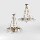 Candelabre, Lustre - Candelabru 8 brate din alama cu abajur din sticla Putti