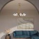 Candelabre, Lustre - Candelabru 8 brate din alama cu abajur din sticla Putti