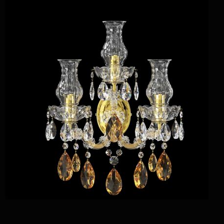 Aplice Cristal Bohemia - Aplica de perete Cristal Bohemia Exclusive 3 brate MARIA TEREZIA AUREA