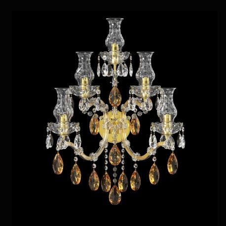 Aplice Cristal Bohemia - Aplica de perete Cristal Bohemia Exclusive 5 brate MARIA TEREZIA AUREA