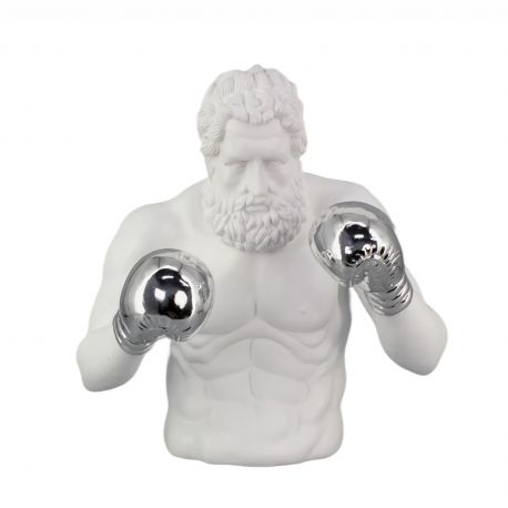 Statuete - Statueta decorativa BOXER 50cm alb/ argintiu