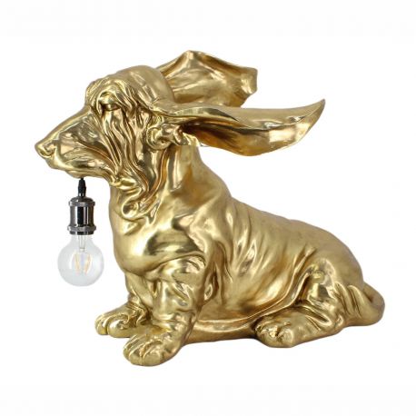 Veioze - Lampa de masa sub forma figurina caine teckel DACKEL 70cm auriu