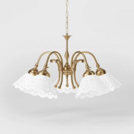 Candelabru 5 brate din alama si abajur ceramic Zefira