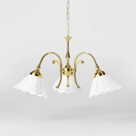 Candelabre, Lustre - Candelabru 3 brate din alama si abajur ceramic Zefira