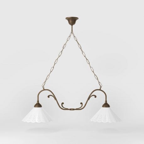 Candelabre, Lustre - Candelabru 2 brate din alama si abajur ceramic Zefira