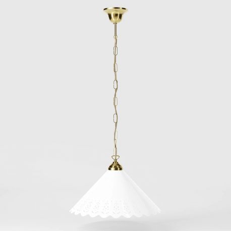 Pendule, Lustre suspendate - Pendul din alama si abajur ceramic Zefira