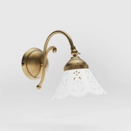Aplice, corpuri de iluminat pentru pereti - Aplica de perete din alama si abajur ceramic Zefira
