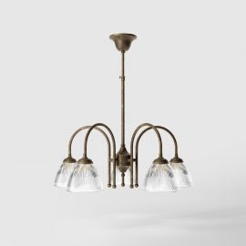 Candelabre, Lustre - Candelabru stil neoclasic din alama si sticla Elide