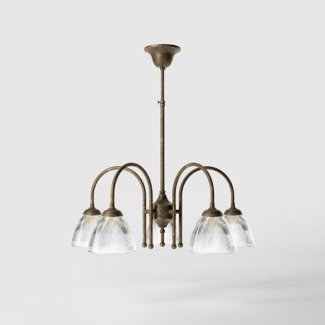 Candelabre, Lustre - Candelabru stil neoclasic din alama si sticla Elide