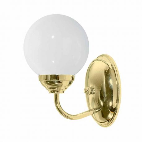 Aplice, corpuri de iluminat pentru pereti - Aplica de perete stil clasic italian din alama si sticla Globe