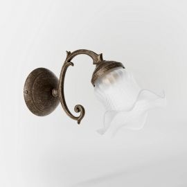 Aplice, corpuri de iluminat pentru pereti - Aplica de perete stil clasic italian din alama si sticla Ricciolo