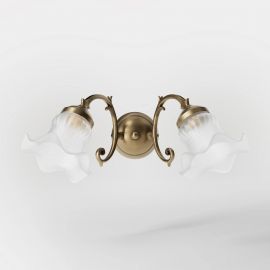 Aplice, corpuri de iluminat pentru pereti - Aplica de perete stil clasic italian din alama si sticla Ricciolo