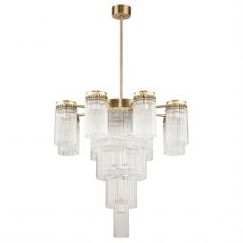 Corpuri de iluminat Lustre pentru casa scarii - Lustra design LUX diametru 70cm din alama decorata cu sticla Filago