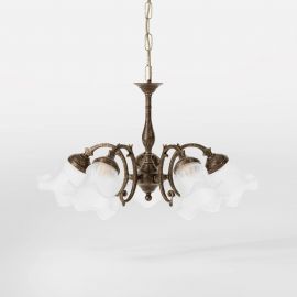 Candelabre, Lustre - Candelabru stil clasic italian din alama si sticla Ricciolo