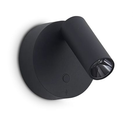 Aplice cu Spot - Aplica cu reader LED directionabil USB-C ELF AP NERO