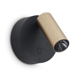 Aplice cu Spot - Aplica cu reader LED directionabil USB-C ELF AP ORO+NERO
