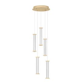 Pendule, Lustre suspendate - Lustra cu 5 pendule LED 3000K PHEME auriu periat