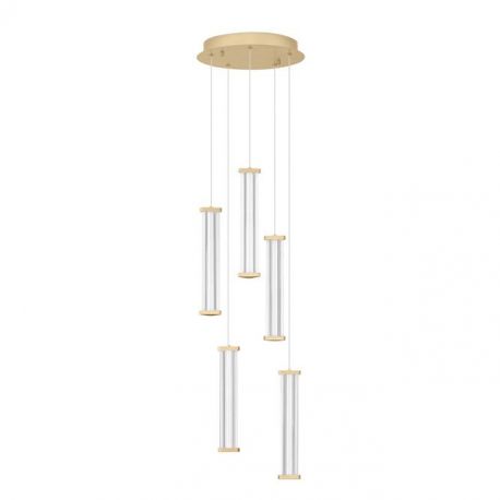 Pendule, Lustre suspendate - Lustra cu 5 pendule LED 3000K PHEME auriu periat