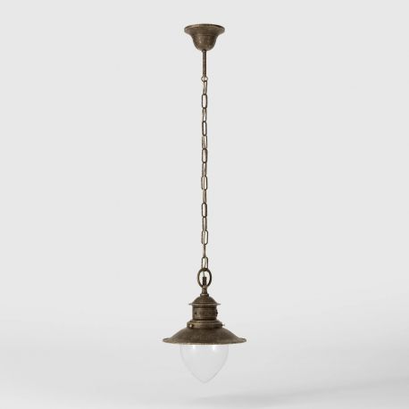 Pendule, Lustre suspendate - Lustra stil nautic din alama si sticla Al Mare