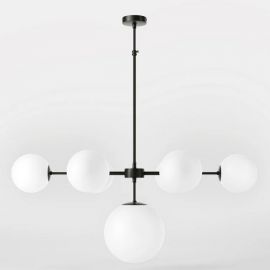 Candelabre, Lustre - Candelabru din alama cu sfere albe din sticla Musa