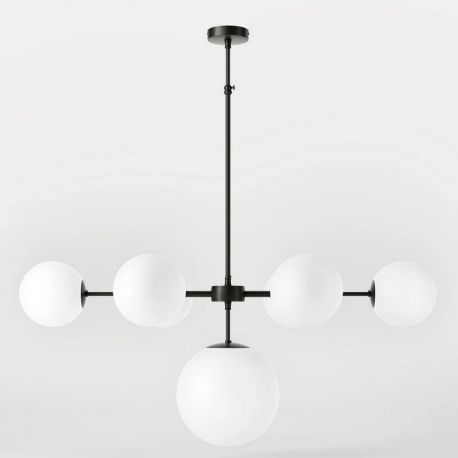 Candelabre, Lustre - Candelabru din alama cu sfere albe din sticla Musa
