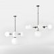 Candelabre, Lustre - Candelabru din alama cu sfere albe din sticla Musa