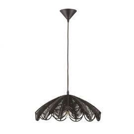 Lustra suspendata stil natural ratan negru FLARE