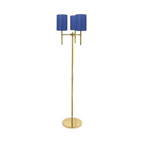 Lampadare - Lampadar cu 3 brate din alama cu abajur albastru Sofis